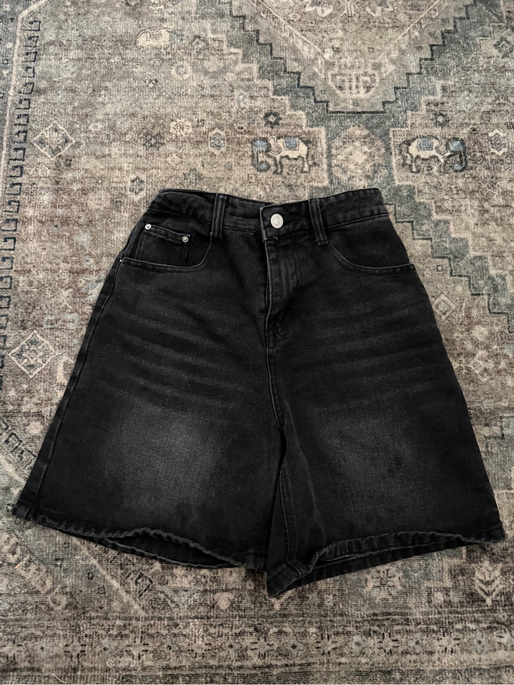 High-Waist Black Denim Women’s Shorts
